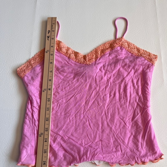 YP Collection Vintage Y2K Pink Orange Lace Fitted Camisole Large - Picture 4 of 6